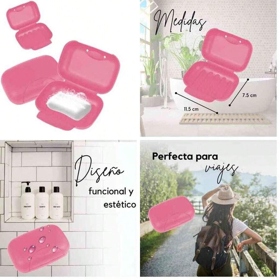 BEE VIBES 2 Jaboneras de Viaje - Set de Caja Jabonera Sellada a Prueba de Fugas, Porta Jabn Porttil y Duradero, Soap Cover para Bao, Ducha, Maleta de Gym o Equipaje, Oficina (Rosa) - rosa - Ver 1