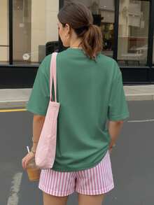 和平、爱与胡椒印花休闲宽松女装，适合夏季、中国新年、农历新年、马年、春节、新年快乐、情人节、情人节礼物、送给她的礼物。 - 綠色 - 查看 2