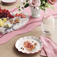 6" Valentine's Stoneware Appetizer Plate Scallop Red - Mặc định - Xem 2