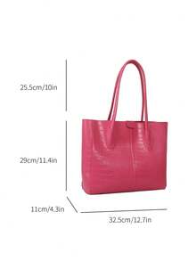 Tas Tangan Vintage, Tas Komuter Fashion Baru Wanita 2022, Tas Bahu Multifungsi Kapasitas Besar, Tekstur Acak - Hot Pink - View 3