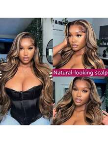 34 Inch Glueless Wigs Human Hair Pre Plucked 1B/27 13x4/13*6 HD Lace Front Wigs Human Hair Glueless 200% Density Body Wave Lace Front Wigs Human Hair With Baby Hair - S1B/27 - 查看 6