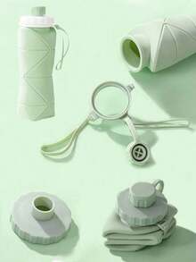 1pc 600ml Folding Sports Water Bottle For Women Men Portable Silicone Cup Reusable Drinking Bottle Outdoor Fitness Gym Travel Camping Hiking Trekking Office School Supplies - 綠色 - 查看 8