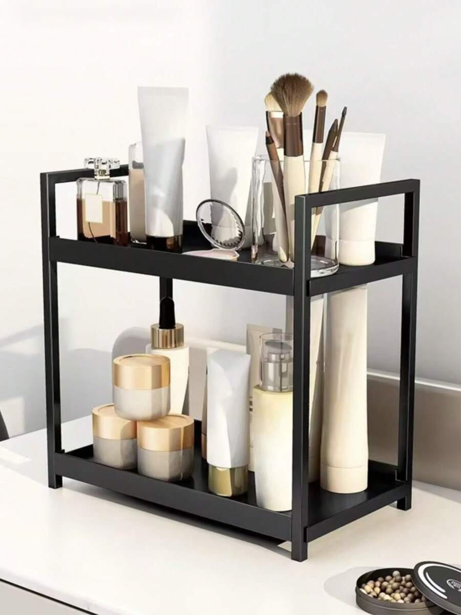 2-Tier Cosmetic Storage Box - Skincare Organizer, Suitable For Vanity And Bathroom, Great For Storing Lipsticks, Skincare Products And Perfumes, Practical Storage Rack For Bathroom And Vanity - Multicolor - View 1