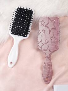 1pc Y2K Kawaii Series Air Cushion Comb, Featuring Unique Bow, Leopard Print, Star, Floral, Cloud, Cherry Motifs In Aesthetic, Straight Hair Brush Made Of Durable PC+TPU Material - Multicolor - View 13