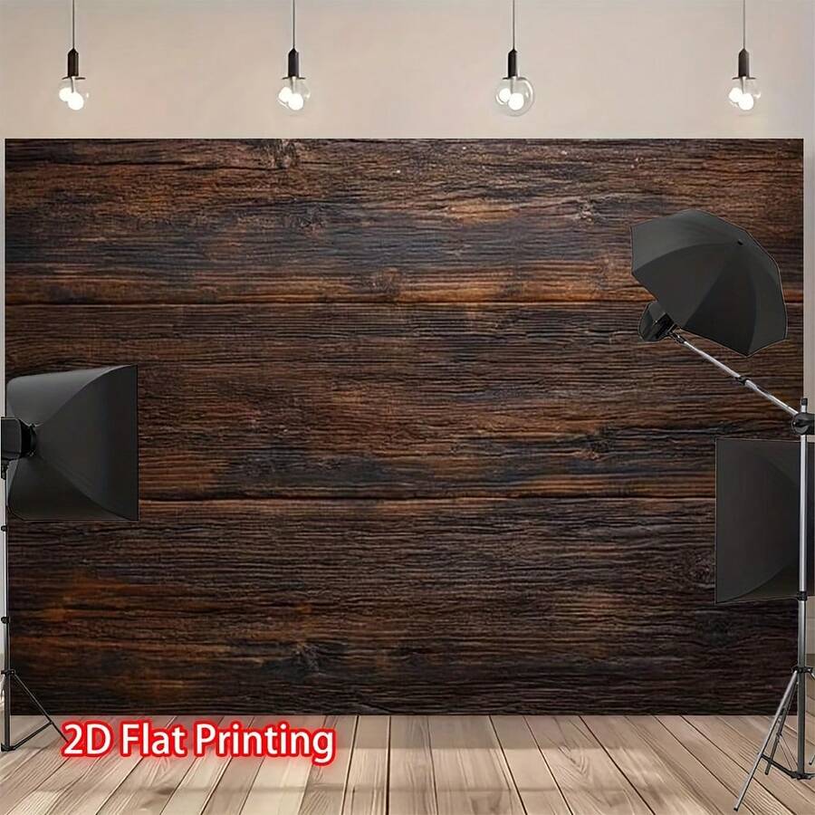 Retro Wooden Wall Background Fabric – Polyester Fiber Photography & Party Decor Fabric – No Electricity Required – Available In Multiple Sizes, Perfect For Festival Party Decor Banners, Suitable For Various Scenarios And Sizes. - Multicolor - View 1