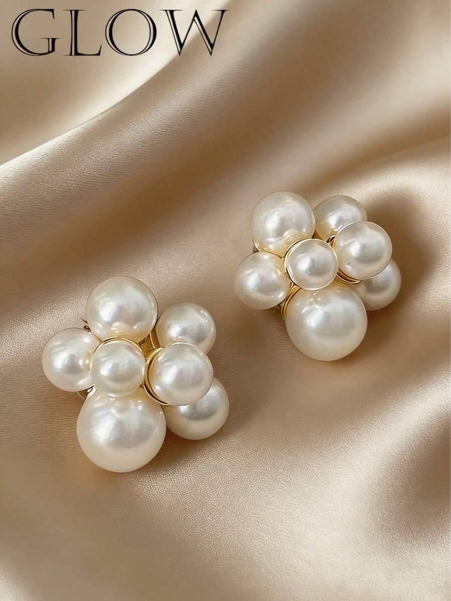 1 Pair Vintage French Elegant Floral Stud Earrings, Suitable For Young Girls Everyday And Holiday Wear - Flowers - View 1