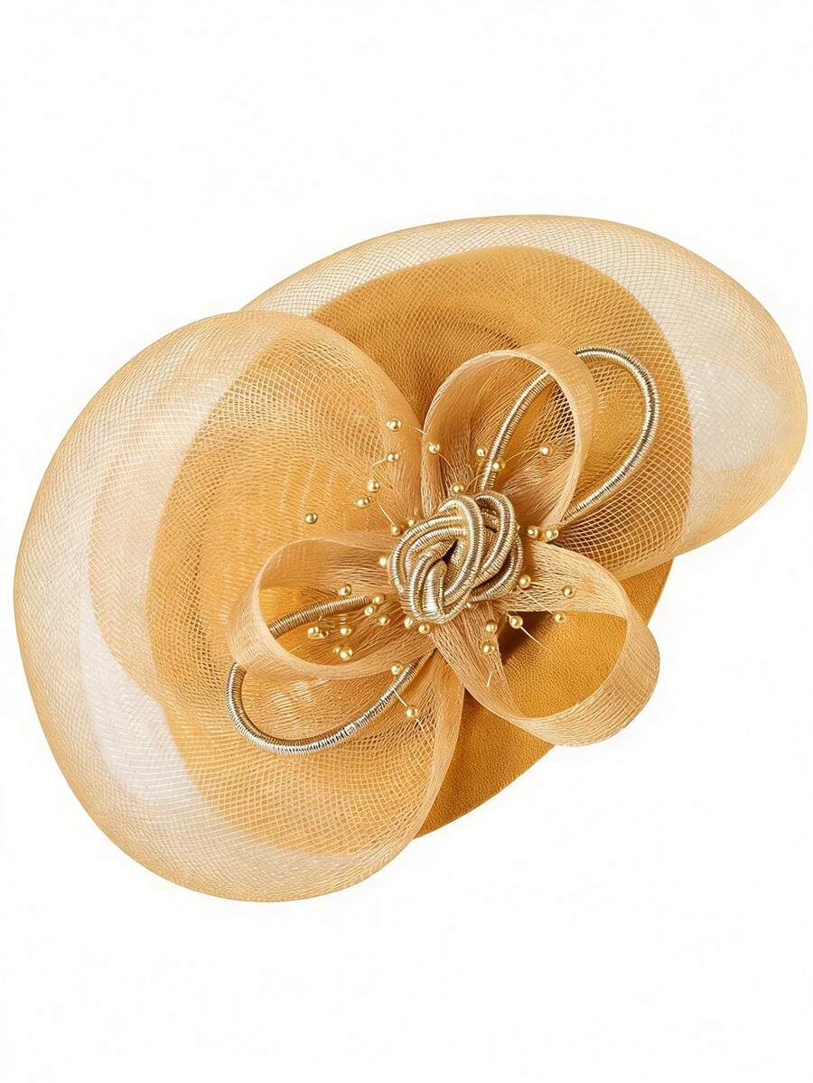 1 Stück elegante Schleier Haarspange für Frauen, geeignet für Hochzeiten, Festivals, Partys, vielseitiges Geschenk - Gold - Übersicht 1