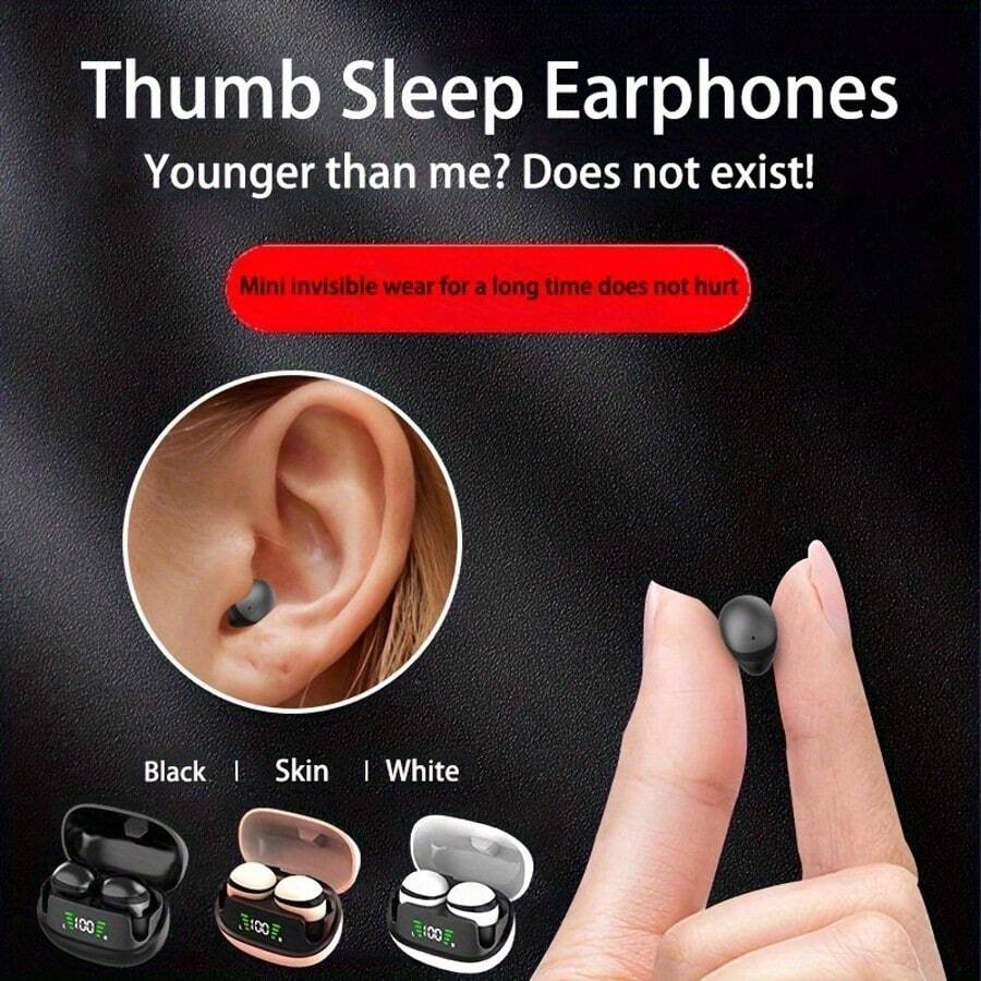 Ultra-Mini Invisible Wireless Earbuds, Peanut-Sized Bluetooth 5.3 Headphones With HD Digital Display, Microphone, Clear Calling, Noise Cancellation, Touch Control, Low Latency, Hi-Fi Sound Quality, Wear Detection, All-Day Comfort, Compatible With Various Devices, In-Ear Design, Portable Storage, Type-C Fast Charging, Extra-Long Standby Time