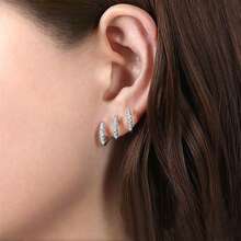 1 par de pendientes de garra triple única y delicada para mujeres, con piedras sintéticas súper brillantes, exquisitos y adorables, lujosos y elegantes, adecuados para todas las ocasiones, regalo perfecto para mujeres - 耳钉 - Ver 3