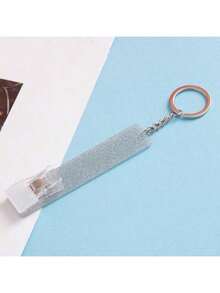 1 pieza Tarjetero de uñas largas para mujer, Soporte para tarjeta bancaria/de tránsito sin contacto, Accesorio DIY creativo para llavero, Accesorio para bolso, Artículo de viaje esencial - Gris Claro - Ver 3