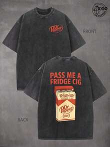 1pcsDiet Dr Pepperr "Fridge Cig" Funny T-Shirt, Fashionable Daily Casual Wear, Graphic Tee, Comfortable, 230G Washed High-Quality Cotton Printed T-Shirt, Dr Pepperr Cig Pack, Pass Me A Fridge Cig Shirt,Mens Clothes, Gifts For Men180g - 黑色 - 查看 1