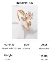 1pc Twinkle Boho Ring Set Gold Crystal Joint Knuckle Finger Rings Stackable Moon Star Heart Flower Ring For Women And Girls, Daily Wear, Mom Gift - Yellow Gold - View 16