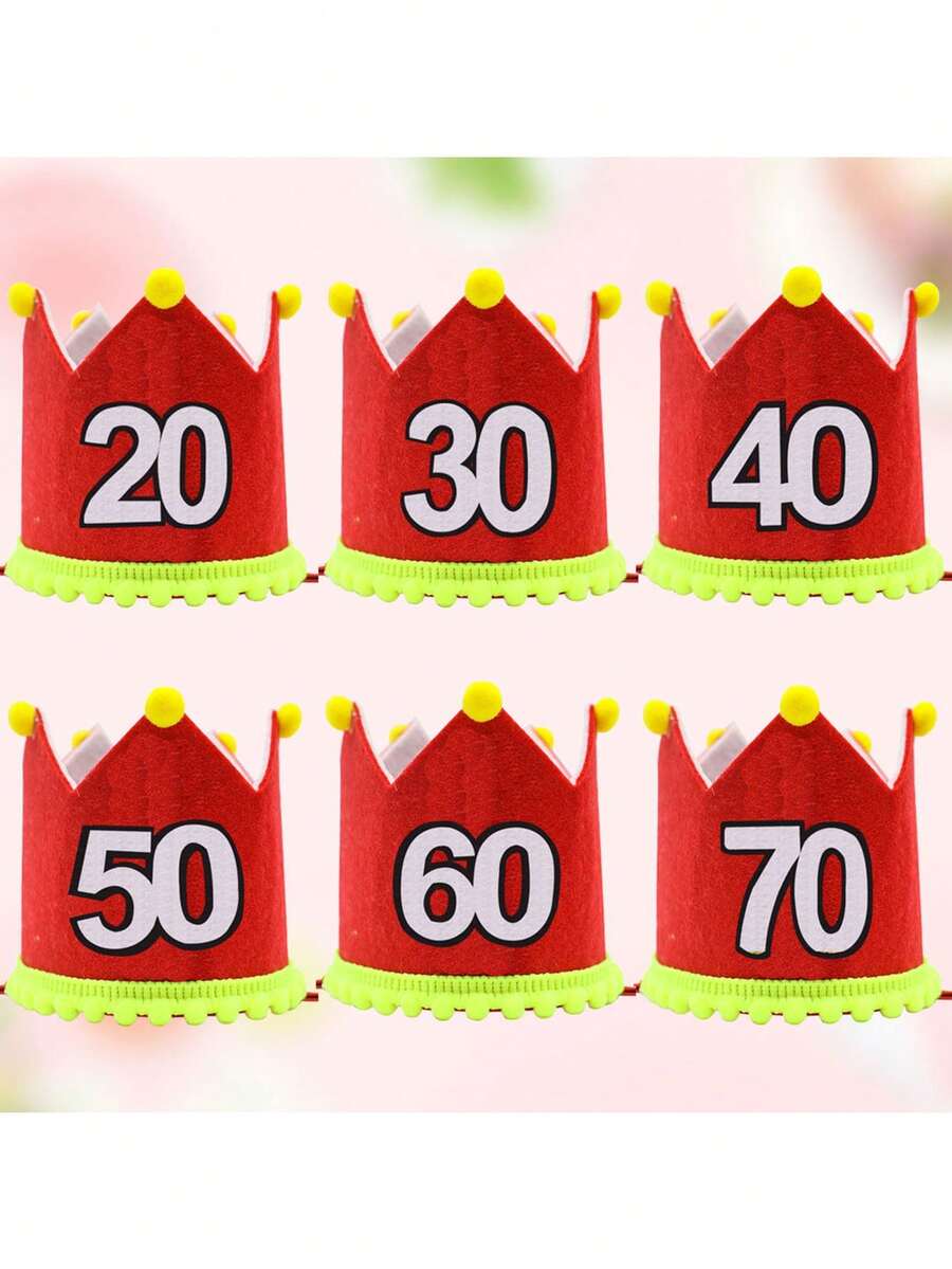 Red 20th Birthday Party Hat, Graduation Celebration Party Hat, 30/40/50/60/70 Years Old Birthday Celebration Party Crown Hat, Retirement Party Crown Birthday Hat, Birthday Party Hat