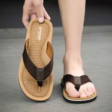 Men's Summer Flip Flops, Comfortable Shock-Absorbing Lightweight Slippers Suitable For Indoor, Outdoor, Home, Bathroom, Beach - Brown - View 6