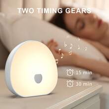 1個 USB充電式白噪音LED小夜燈 - 多色可選、無段調光、定時功能、睡眠白噪音含自然舒緩音效、記憶功能便攜式睡眠裝置，內置1200mAh充電鋰電池 - 彩色 - 查看 3