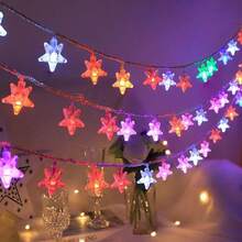 1串LED水晶星形灯串，电池供电，闪烁星形灯，适用于卧室、宿舍、帐篷、婚礼、派对、情人节、感恩节、开斋节等节日装饰（不含电池） - 星星 - 查看 8