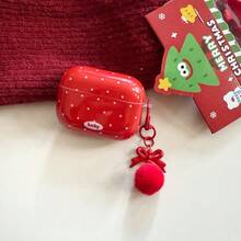 1 Set 2026 New Year Cartoon Polka Dot Bow Earphone Case Compatible With Apple 1/2, Pro 2, New 4 With Cartoon Pom Pom Pendant - Multicolor - View 2