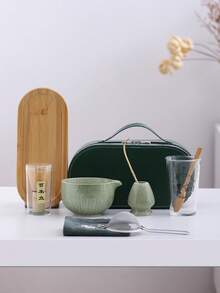 Set de inicio portátil de Matcha de 9 piezas, Set de batidor de Matcha, Set para hacer Matcha, Set de regalo de Matcha (incluye tazón de Matcha, batidor de bambú de Matcha, cuchara de té, soporte para batidor, tamiz de Matcha, taza de té, tapete de té, bandeja de té), regalo para el hogar - Bolsa portátil verde - Ver 20