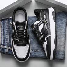 2026夏季新款男士百搭休闲运动鞋，厚底时尚青年鞋 - 黑與白 - 查看 5