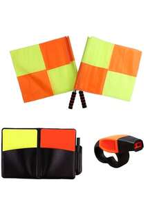 一套专业足球裁判装备 - 红黄牌、哨子、边线旗、足球训练及比赛用具 - 彩色 - 查看 1
