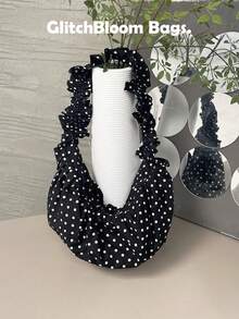 波点ins风大容量可爱褶皱饺子包，多功能通勤腋下斜挎包，2025新款 - 彩色 - 查看 4