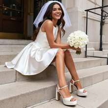 Women Chunky High Heeled Sandals 2026 New Spring Summer Sexy Open Toe Ankle Strap Super High Heel Sandals Suitable For Party Runway - 白色 - 查看 9