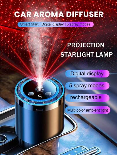 1 zestaw Premium Black Car Nawilżacz powietrza i dyfuzor olejków eterycznych, zawiera 6 olejków eterycznych, wytwarza delikatną mgiełkę zapewniającą długotrwały zapach, wyposażony w ultradźwiękową atomizację zasilaną przez USB oraz wbudowane oświetlenie LED. Kompaktowy i przenośny, idealny na prezent.