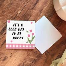 50pcs/Pack Mini Cartoon Flower "GOOD DAY" Gift Wrapping Message Cards, Square Minimalist "HAVE A NICE DAY" Baking Gift Floral Business Thank You Note Cards - Multicolor - View 4