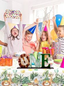 1件丛林动物狮子木制摆件，适合1-2岁宝宝生日派对，生日派对背景装饰、桌面装饰摆件，狮子主题木制摆件，家居装饰，生日礼物，一周岁生日派对装饰，宝宝迎婴派对装饰礼物 - 彩色 - 查看 9