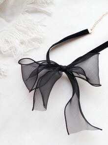 1 chiếc vòng cổ choker thời trang retro dành cho nữ, có ren voan, kiểu nơ lớn gợi cảm. - Nhiều màu - Xem 2