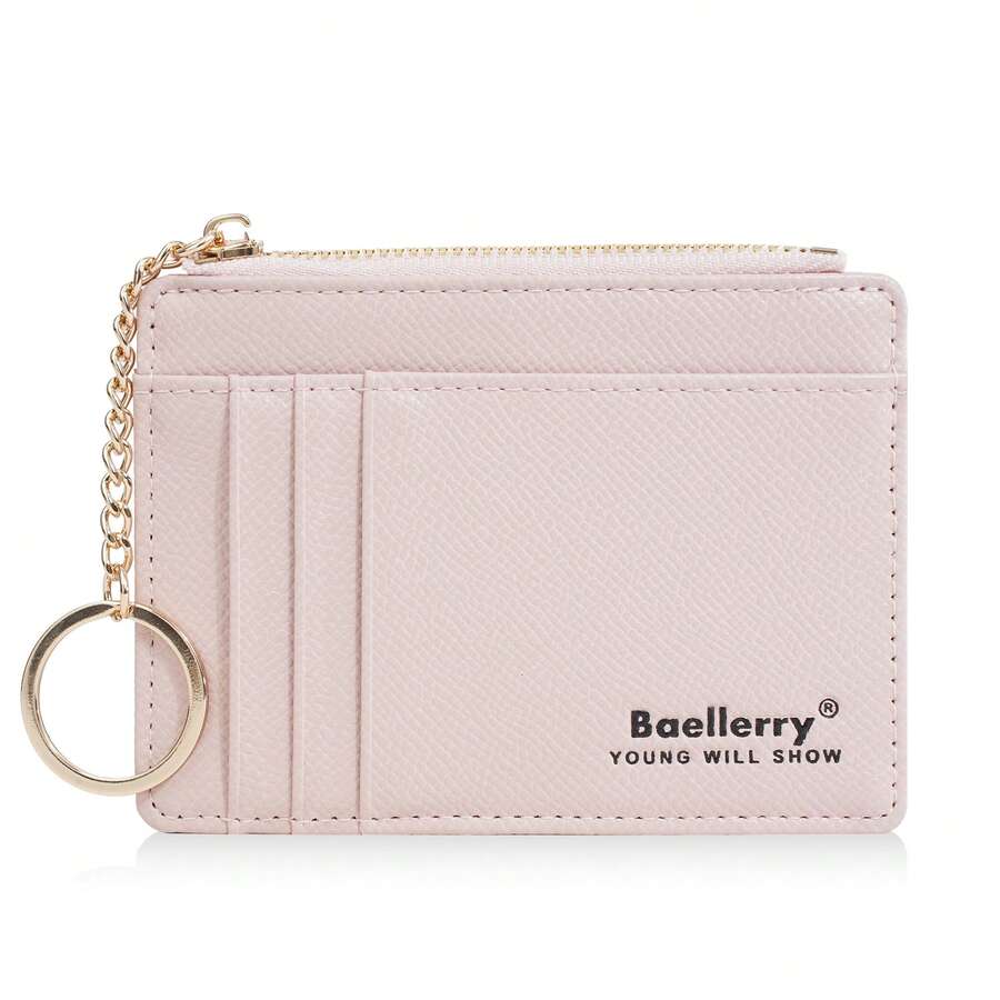 Baellerry 1 chiếc ví đựng thẻ siêu mỏng nhiều ngăn đựng thẻ + túi đựng tiền xu có khóa kéo kèm móc khóa, ví đựng tiền xu di động cho nữ, ví mini, ví nhỏ, ví có móc khóa, ví đựng chìa khóa dễ thương, phong cách Fairycore