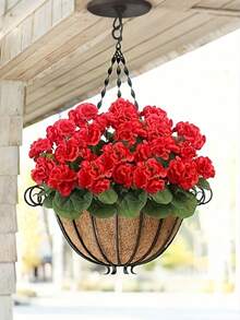 1/2/4pcs Artificial Geranium Shrub - Realistic Pink Flowers With Green Leaves, Suitable For Indoor And Outdoor Decor, Great For Garden, Porch, Patio, Window Box And Hanging Planter, Maintenance-Free Artificial Outdoor Floral Shrub