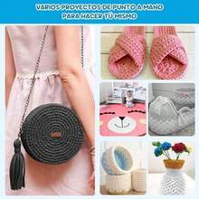 Hilo de camiseta, ancho 3cm, cinta de tejido de ganchillo grueso rosa polvoso para bolsas/cestas/alfombras de ganchillo, decoracin del hogar, artesanas de bricolaje (Rojo vino, 200 M) - rojo vino+200 m - Ver 8