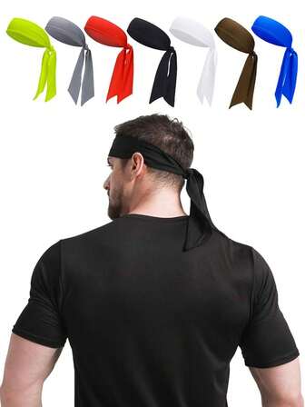 1 st. Solid tennis sport pannband basket yoga svettabsorberande coolt robust knutet hårband utomhus flerfärgat mjukt svettband