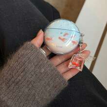 韩版渐变蓝金鱼耳机套 + 金鱼收纳袋，适用于华为 Freebuds 7i、Freebuds 2 新版、Freebuds SE3、Freebuds 5i、Pro 3，可爱韩版耳机套 - 淺藍色 - 查看 10