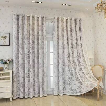 1pc Double-Layer Jacquard Blackout Curtain, Suitable For Light Luxury, Modern, European, American Style Homes, For Living Room, Balcony, Bedroom, Home Office