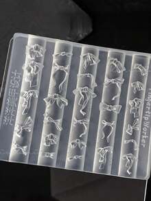 1个3D蝴蝶结硅胶美甲模具，美甲蝴蝶结雕塑模具，DIY丝带蝴蝶结美甲饰品，硅胶模具，可爱蝴蝶结美甲模板，可重复使用的美甲雕刻模具，树脂模具 - 彩色 - 查看 7