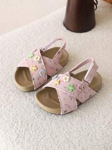 1 Pair Summer Girls Soft Bottom Beach Sandals, Outdoor Children Shoes, New Style Girls Sandals - Pink - View 2