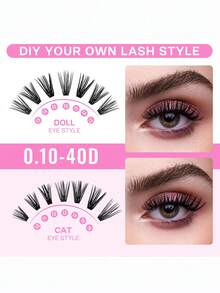 CALAILIS Lash Clusters 280Pcs D Curl Individual Mishes 0.10-40D-10-16Mix Cluster Mishes Natural Look Eyelash Clusters Super Thin Band And Soft DIY Mis Extension At Home (0.10-40D) - D - Xem 3
