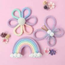 1pc/3pcs Handmade Woven Daisy, Rainbow, Butterfly Wall Decor, Kids Room Decoration, Boho Nordic Style! Lovely Wall Hanging Ornaments, Suitable For Living Room, Bedroom, Home Decor, Daily & Holiday Decoration, Commercial Atmosphere Props, Create A Cozy Space - Multicolor - View 1