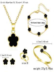 一套5件套幸运四叶草饰品：手链、项链、耳环、手镯、戒指 - 五葉草首飾套裝 - 查看 5