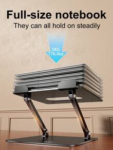 Soporte para portátil Acer AMS022, elevador de ordenador de metal, ajustable en altura, ergonómico, plegable y portátil, con silicona antideslizante, estructura estable y disipación eficiente del calor - Negro - Ver 5