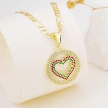 1pc Minimalist Luxury Round Heart Pendant Necklace, Suitable As Gift For Friends, Family, Best Friends, Gold Jewelry, Can Be Used As Valentine's Day Gift