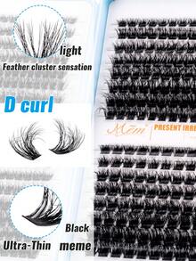 640/570/480/300pcs D-Curl Eyelash Extensions, High Capacity DIY Eyelash Extension Kit, Suitable For Beginners, Long-Lasting And Durable, Single Lashes, Mixed Styles, DIY Eyelash Clusters, Easy To Create Charming Eyes At Home, Essential Makeup, Large Capacity Eyelash Set, Suitable For Travel, Daily Wear (Suitable For Beginners), Weddings, Dates, Parties, Holidays, Also Suitable As Christmas/Halloween/Gift Eyelash Set. - D - 查看 4