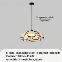 1个30厘米/50厘米新款中国侘寂禅意花瓣灯罩，编织复古吊灯灯罩，由11片花瓣组成，E26/E27灯座，适用于餐厅、客厅、卧室、书房、走廊等场所，可用作装饰吊灯或节日装饰灯。仅含灯罩，不含光源。 - 彩色 - 查看 7