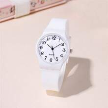 简约数字表盘石英硅胶表带男女学生手表