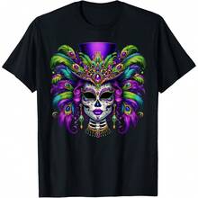 Mardi Gras Sugar Skull Mardi Gras Carnival Party Women  T-Shirt - Black - View 1