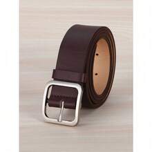 1 Piece Of Women's Geometric Pattern PU Wide Belt, Suitable For Daily Use, Summer Leisure, Autumn School, Valentine's Day - Coffee Brown - View 1
