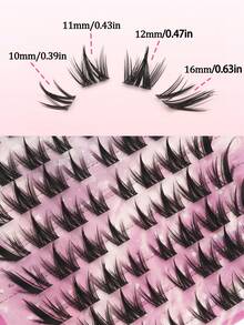 104 Pieces Of 10-16mm Curly Thick And Shiny Artificial Eyelashes, With A Natural And Eye-Catching Effect, Lightweight Design, Reusable, Perfect For Creating Gorgeous Eyelash Clusters, Eyelash Tufts, Single Eyelashes, And Artificial Eyelashes. - C - 查看 4