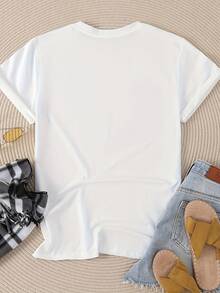 Women's Pure Cotton T-Shirt , Short Sleeve Round Neck Casual Top, Soft Breathable Basic Tee, S-XXXL Sizes Available, Summer Fashion, Daily Wear, Loose Fit,Suitable For All Seasons - style_at - 查看 2